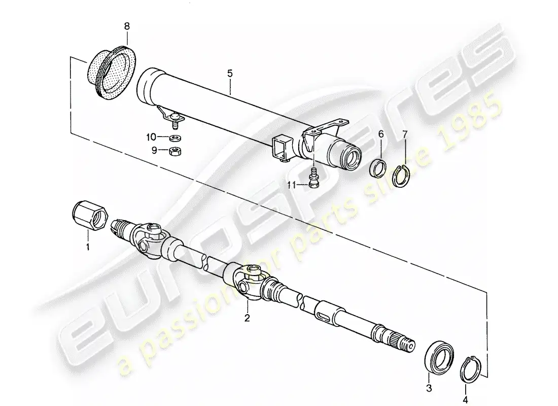 porsche 1988 (959) eje de dirección intermedio - tubo protector de dirección diagrama de piezas