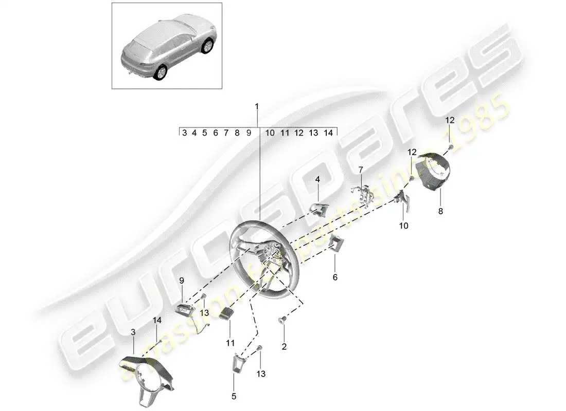 porsche 2016 (macan) volante diagrama de piezas