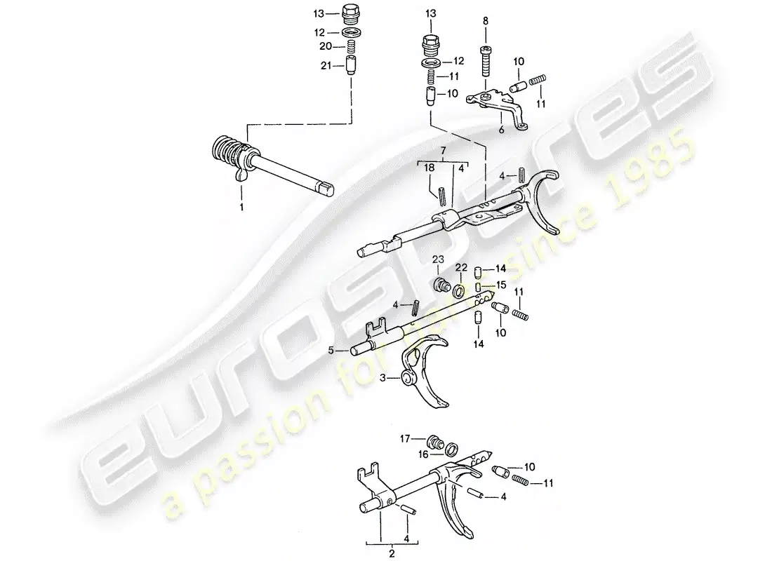 porsche 1991 (944) control de transmisión - para - caja de cambios manual diagrama de piezas