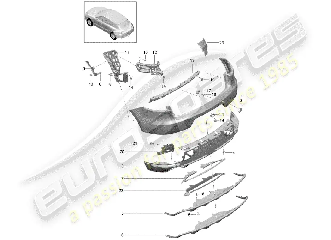 porsche 2016 (macan) parachoque diagrama de piezas