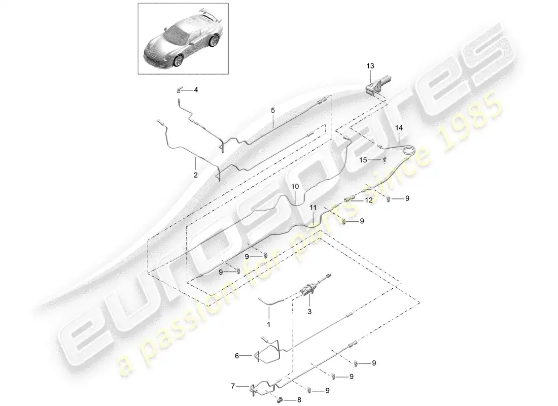 porsche 2017 (991-2 r/gt3/rs) embrague hidráulico diagrama de piezas