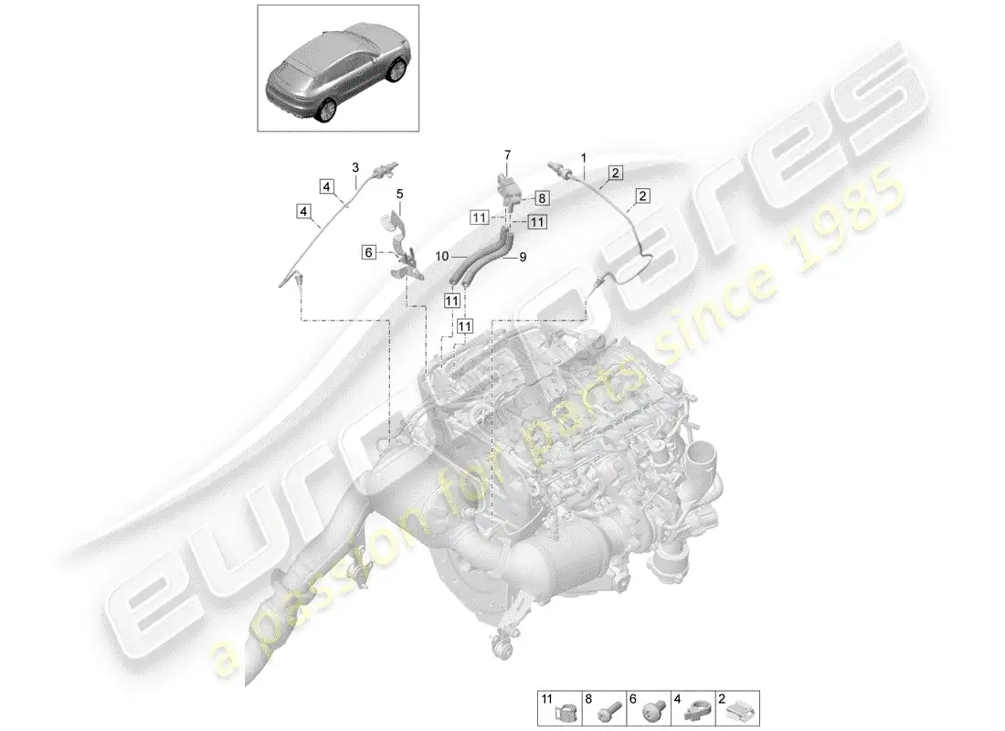 porsche 2019 (macan) sensor de presión diferencial diagrama de piezas