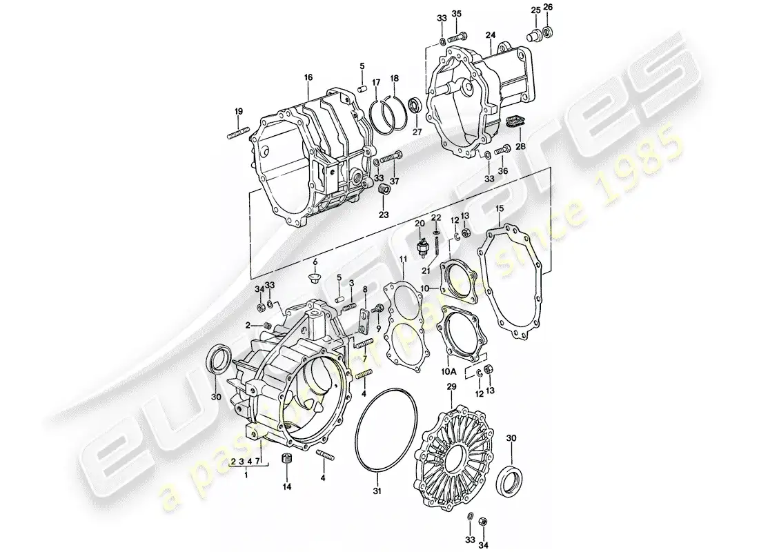 porsche 1977 (924) transmisión de reemplazo - caja de transmisión - 5-speed diagrama de piezas