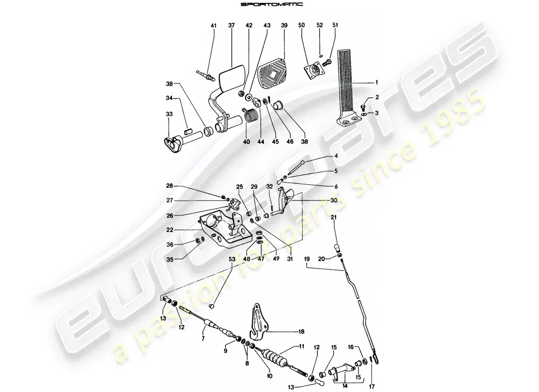 porsche 1973 (914) pedales diagrama de piezas