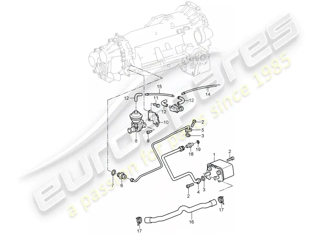 porsche 2002 (996) tiptronic - - enfriador de aceite de engranajes - línea de presión de aceite para - enfriamiento de aceite de engranajes - d - mj 2002>> diagrama de piezas