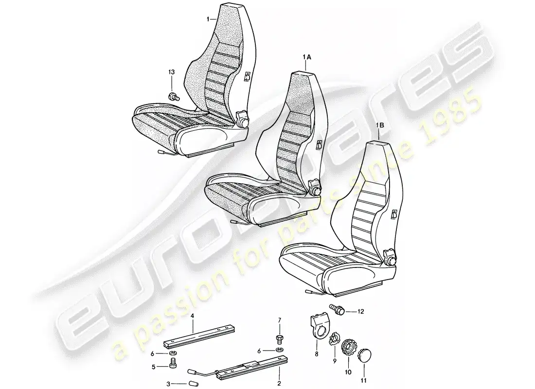 porsche 1988 (924s) asiento deportivo - completo diagrama de piezas
