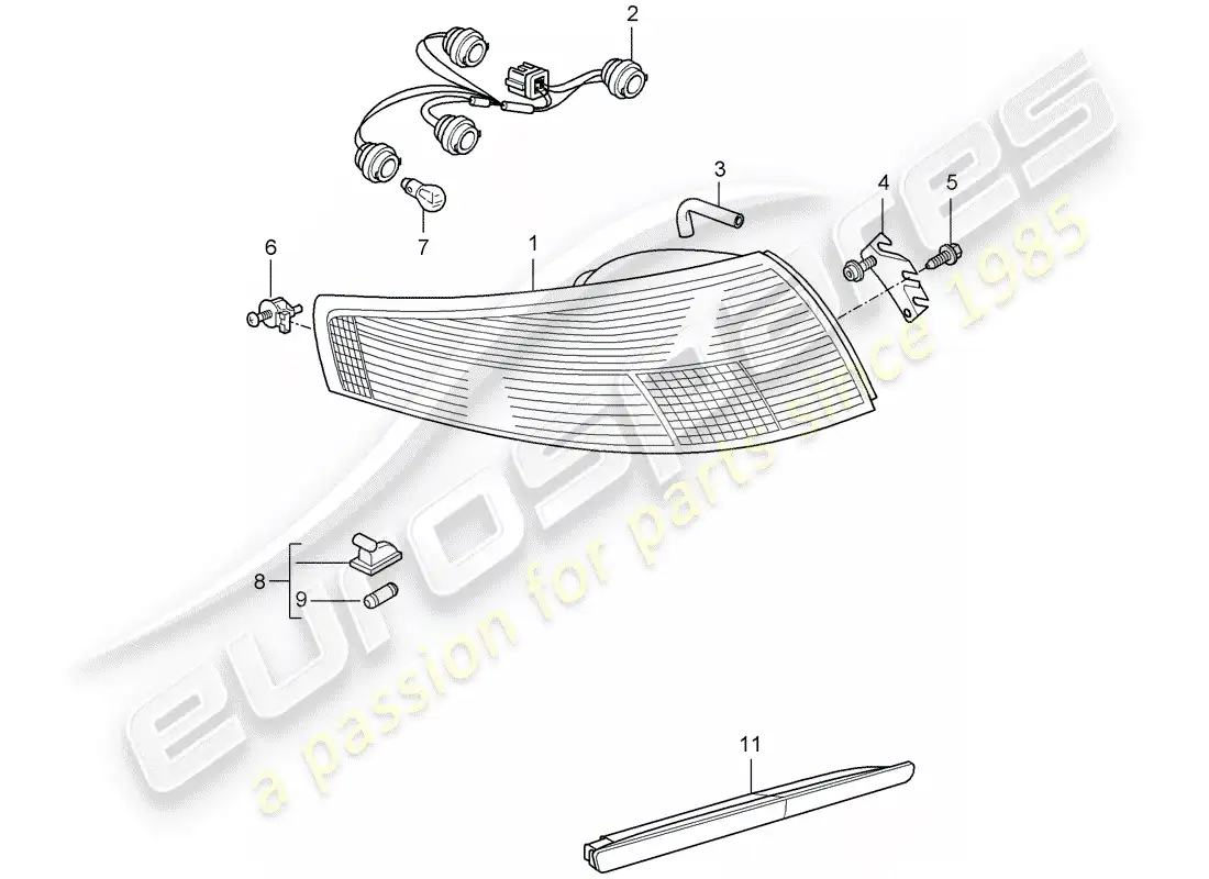 porsche 2007 (997-1 turbo / gt2) luz trasera diagrama de piezas
