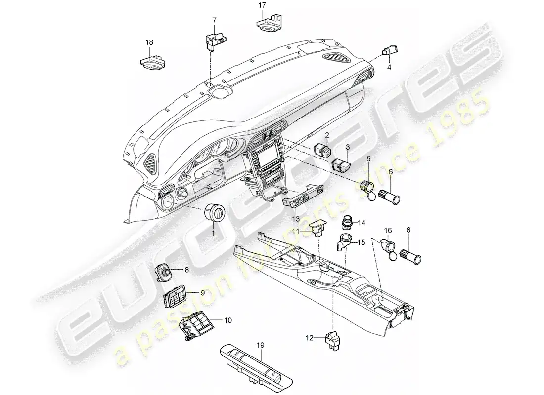 porsche 2009 997-2 turbo / gt2 switch diagrama de piezas