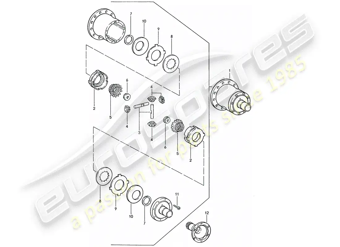 porsche 1991 (944) diferencial de deslizamiento limitado - para - caja de cambios manual diagrama de piezas
