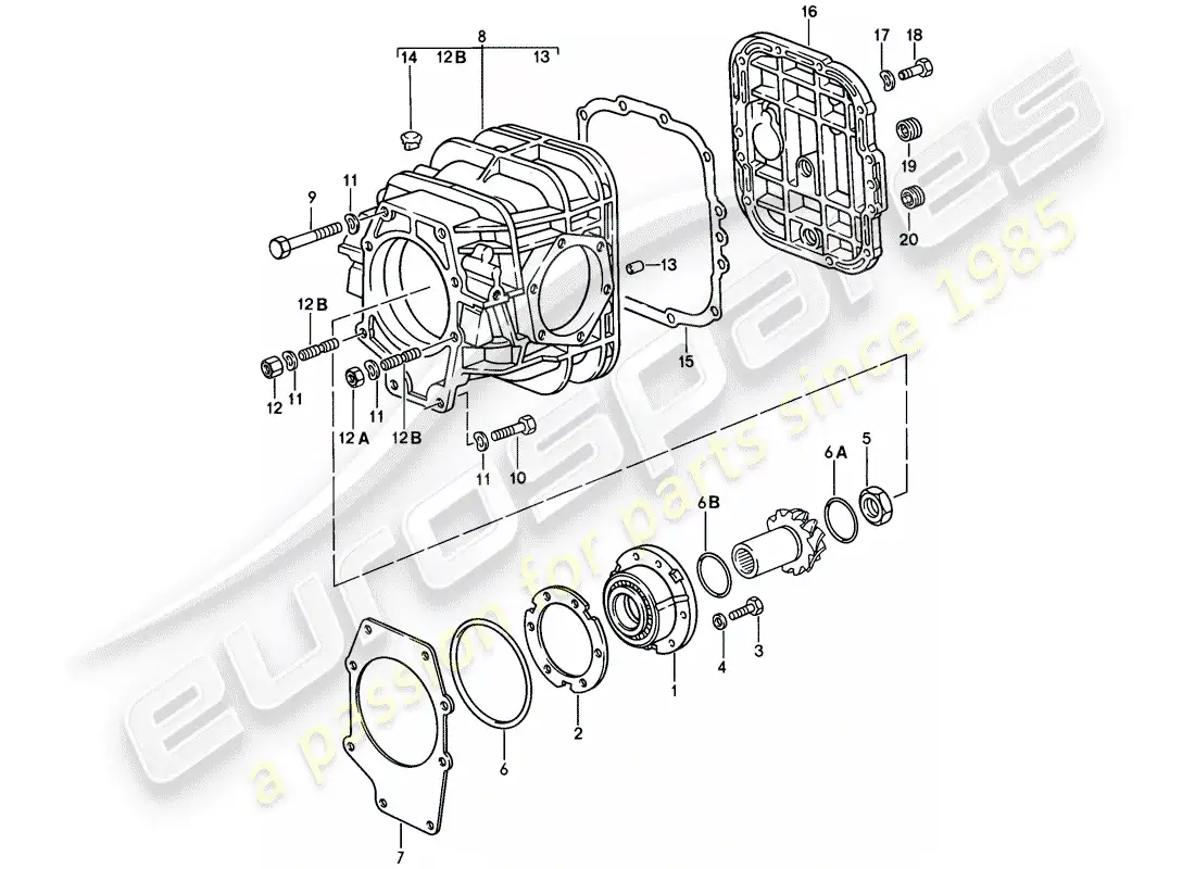 porsche 1984 (928) transmisión automática - diferencial - 1 diagrama de piezas
