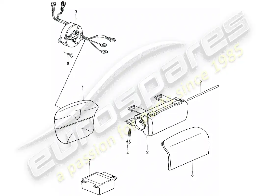 porsche 2003 (996 gt3) bolsa de aire diagrama de piezas