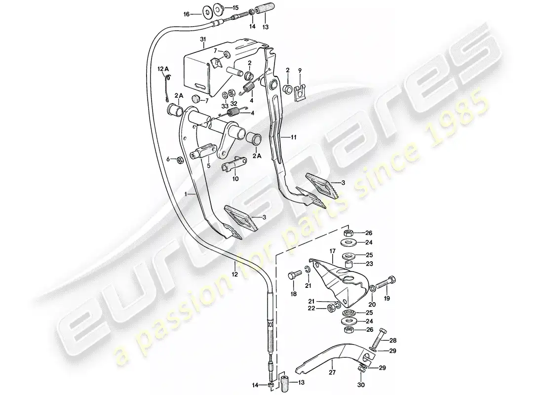 porsche 1978 (924) pedales - freno - embrague diagrama de piezas