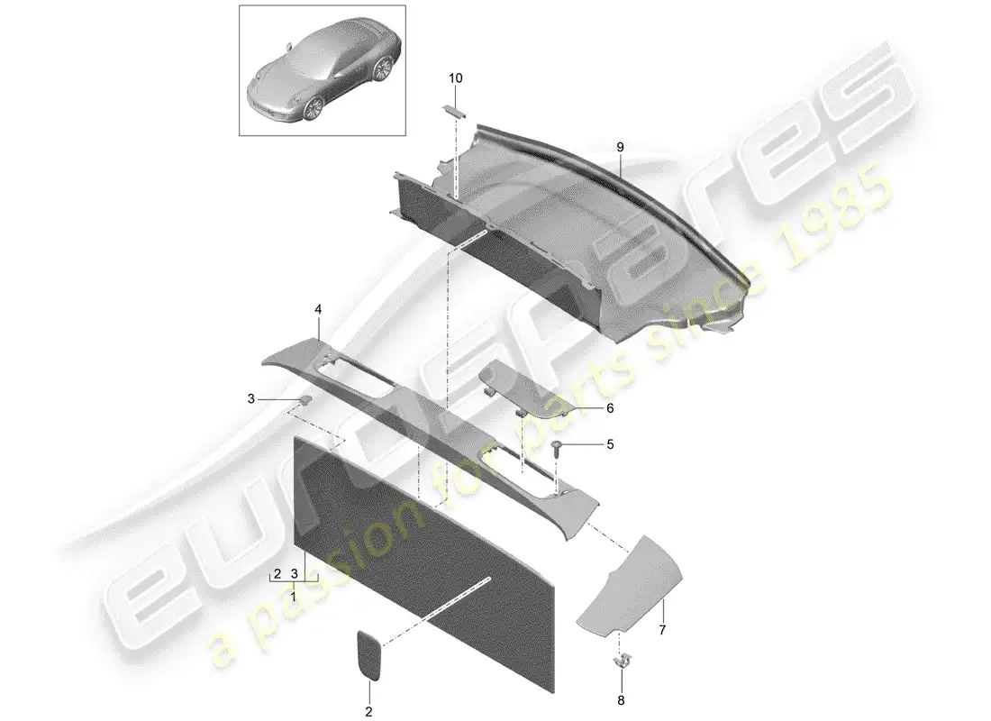 porsche 2015 (991-1) recubrimiento diagrama de piezas