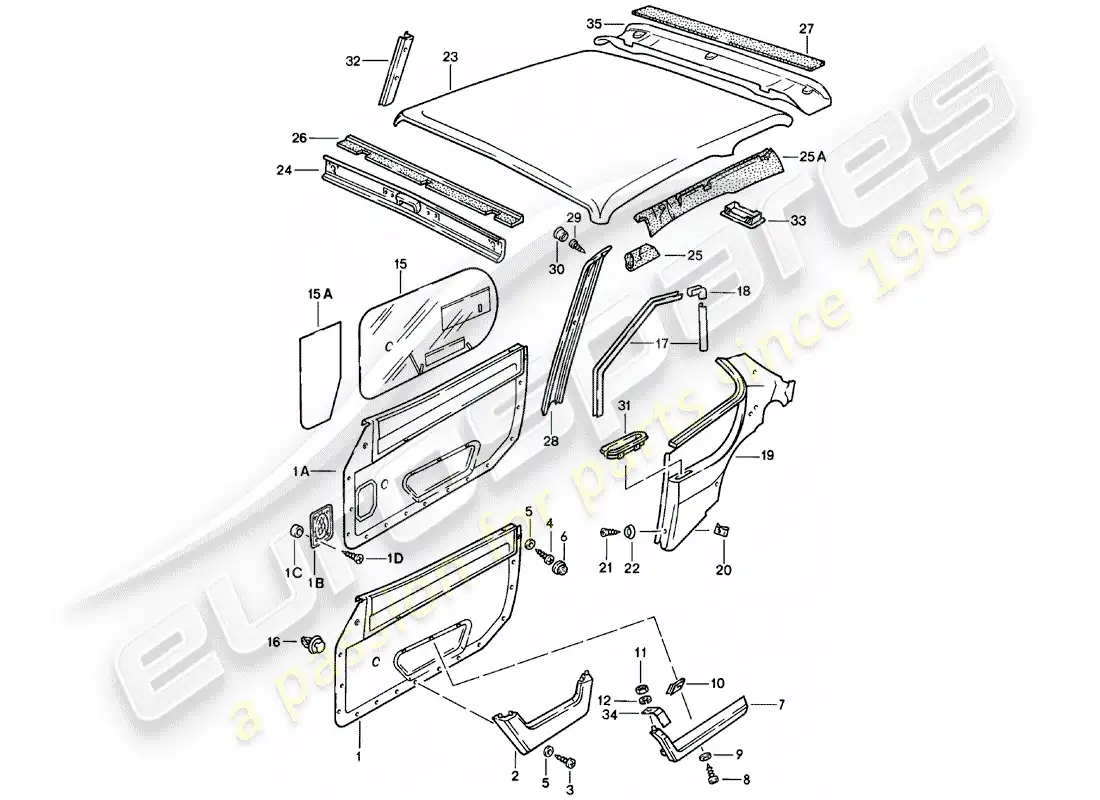 porsche 1982 (924) adornos diagrama de piezas