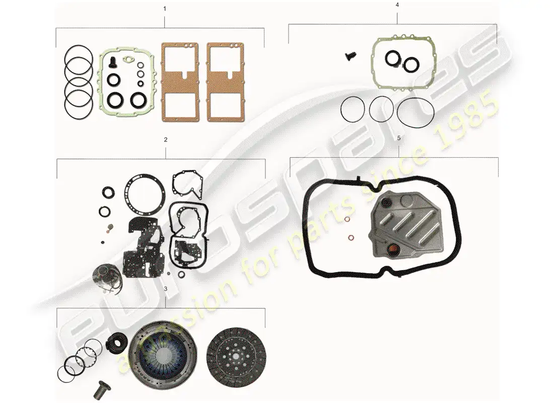 porsche 1991 (928) juego de juntas diagrama de piezas