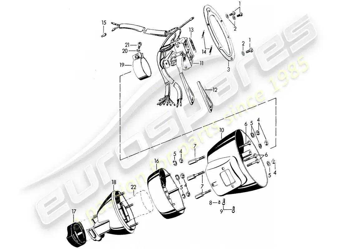 porsche 1963 (356b/356c) interruptor de la columna de dirección diagrama de piezas