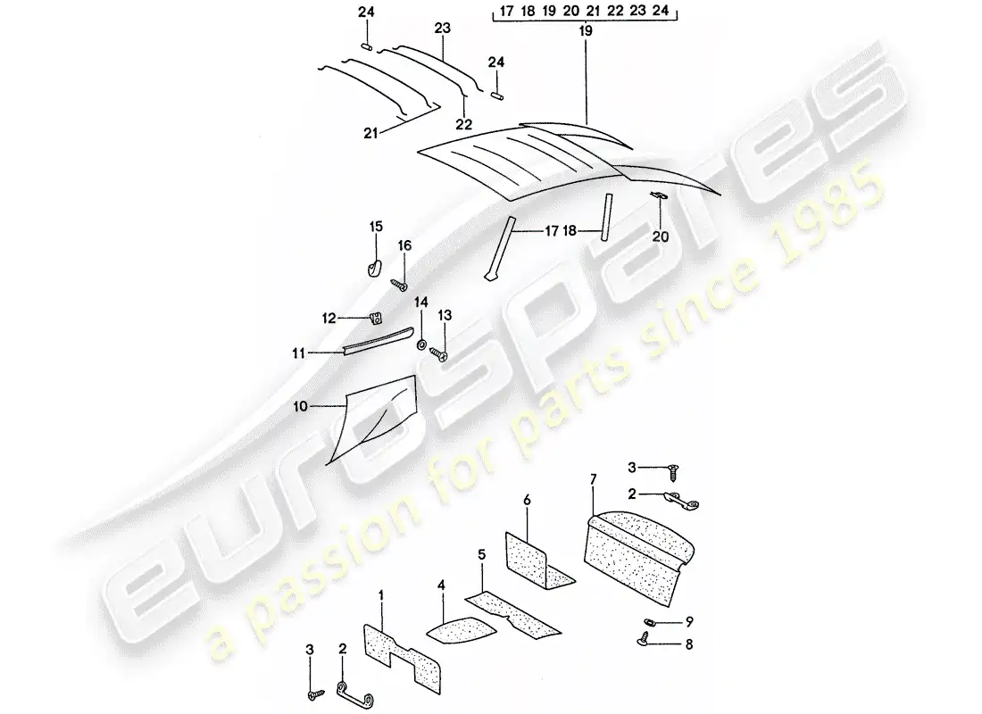 porsche 1975 (911) recubrimiento diagrama de piezas