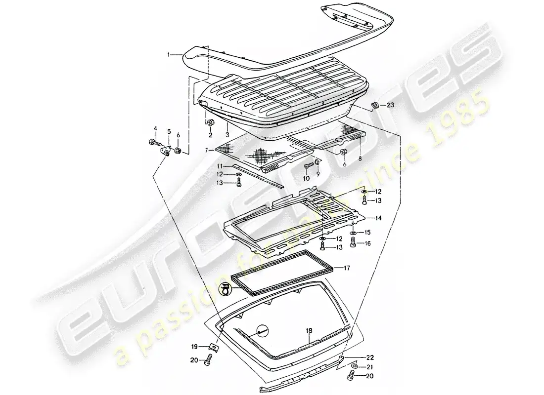 porsche 1991 (964) alerón trasero diagrama de piezas