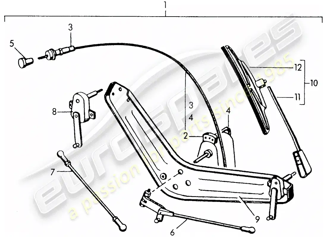 porsche 1958 (356/356a) sistema de limpiaparabrisas diagrama de piezas