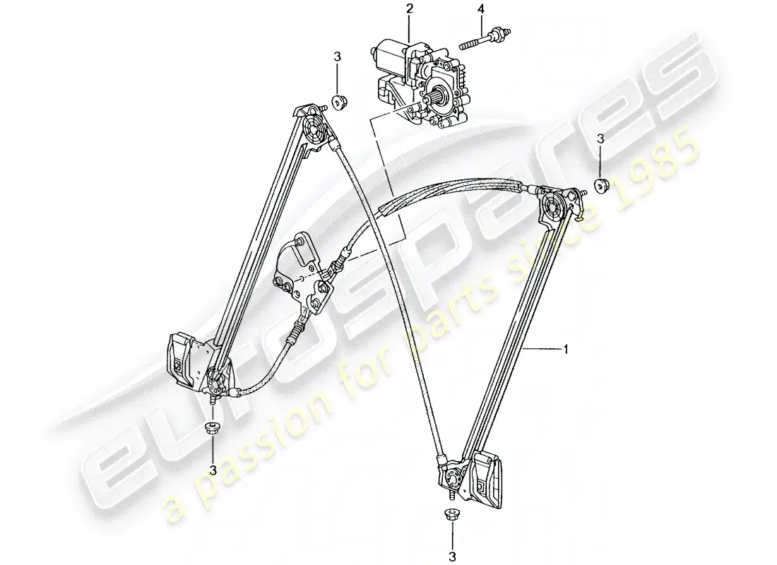 porsche 2001 (996 gt3) regulador de ventana diagrama de piezas