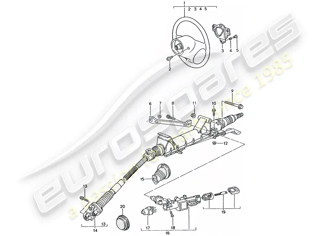 porsche 2003 (996 gt3) tubo protector de dirección - eje de dirección intermedio - volantes diagrama de piezas