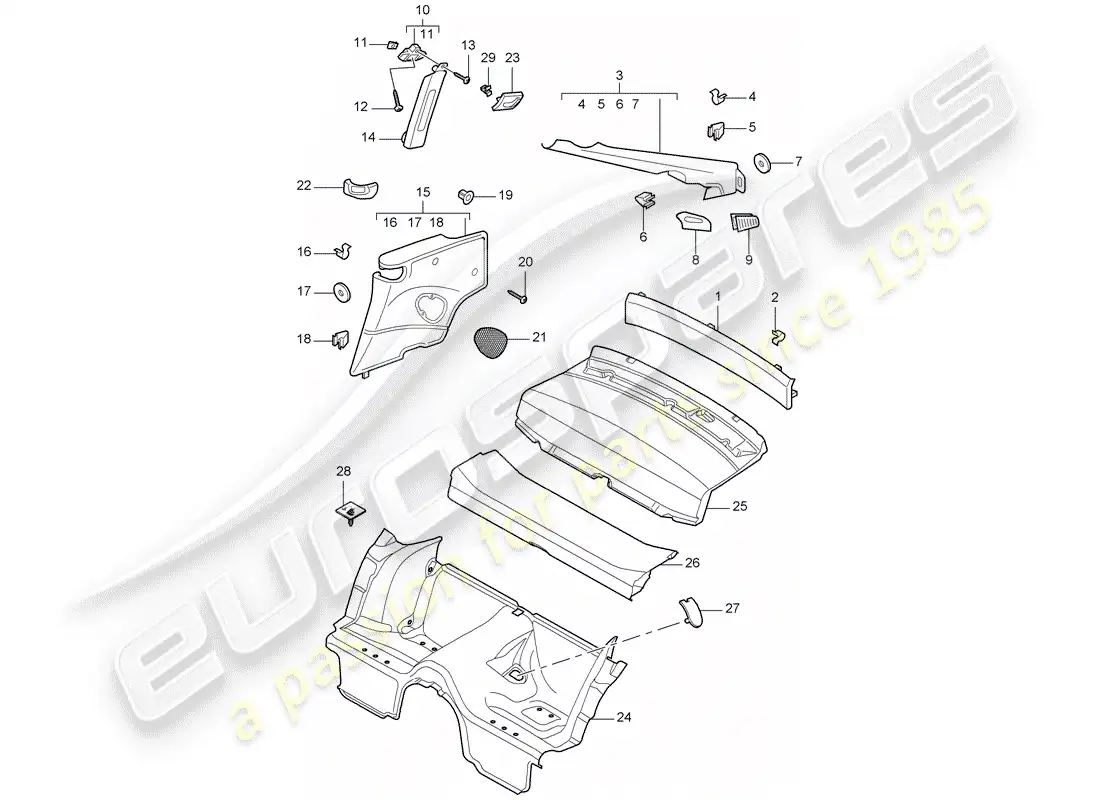 porsche 2012 (997-2) adornos diagrama de piezas