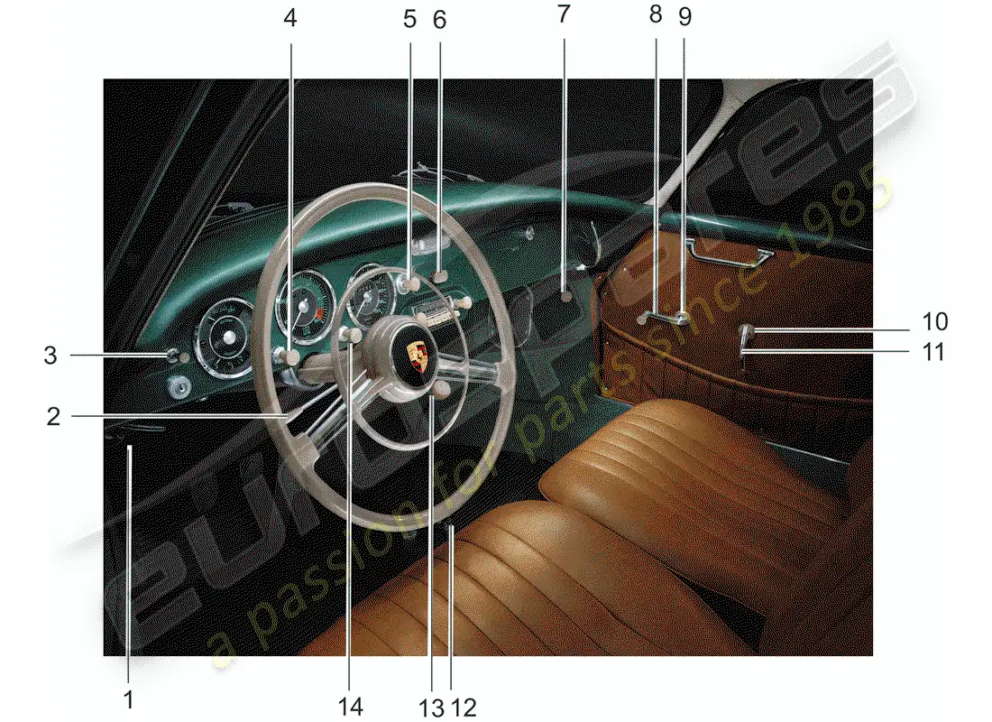 porsche 1952 (356/356a) botón - configuración - interruptor diagrama de piezas
