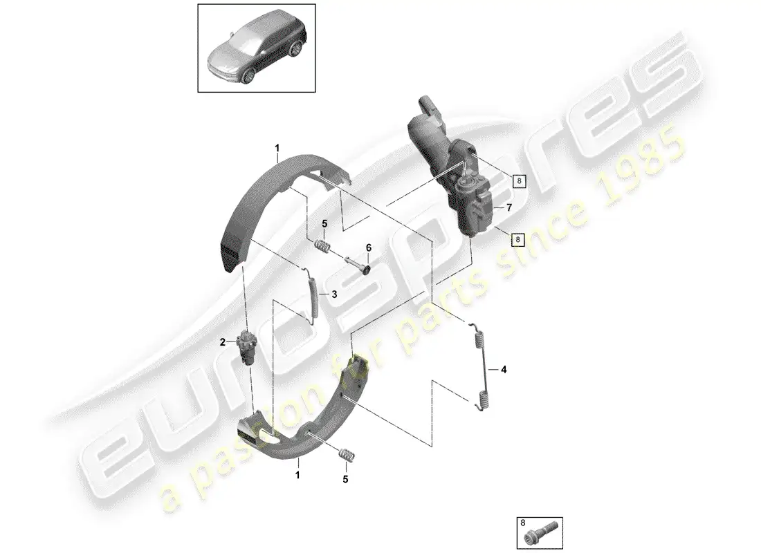 porsche 2018 (cayenne e3 9ya/9yb) parking brake diagrama de piezas