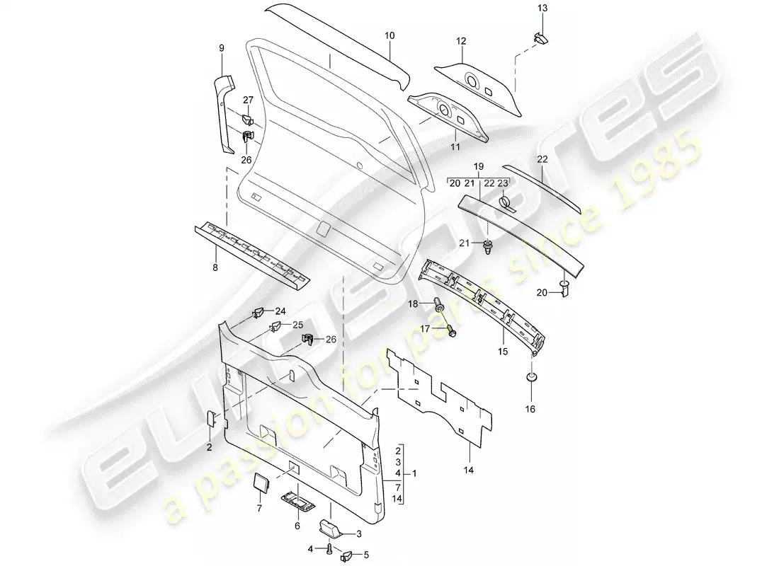 porsche 2007 (cayenne e1 9pa) adornos diagrama de piezas