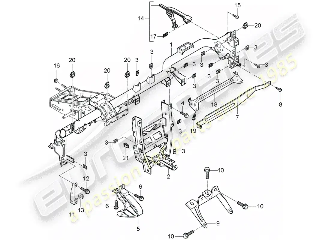 porsche 2011 (997-2) marco de retención diagrama de piezas