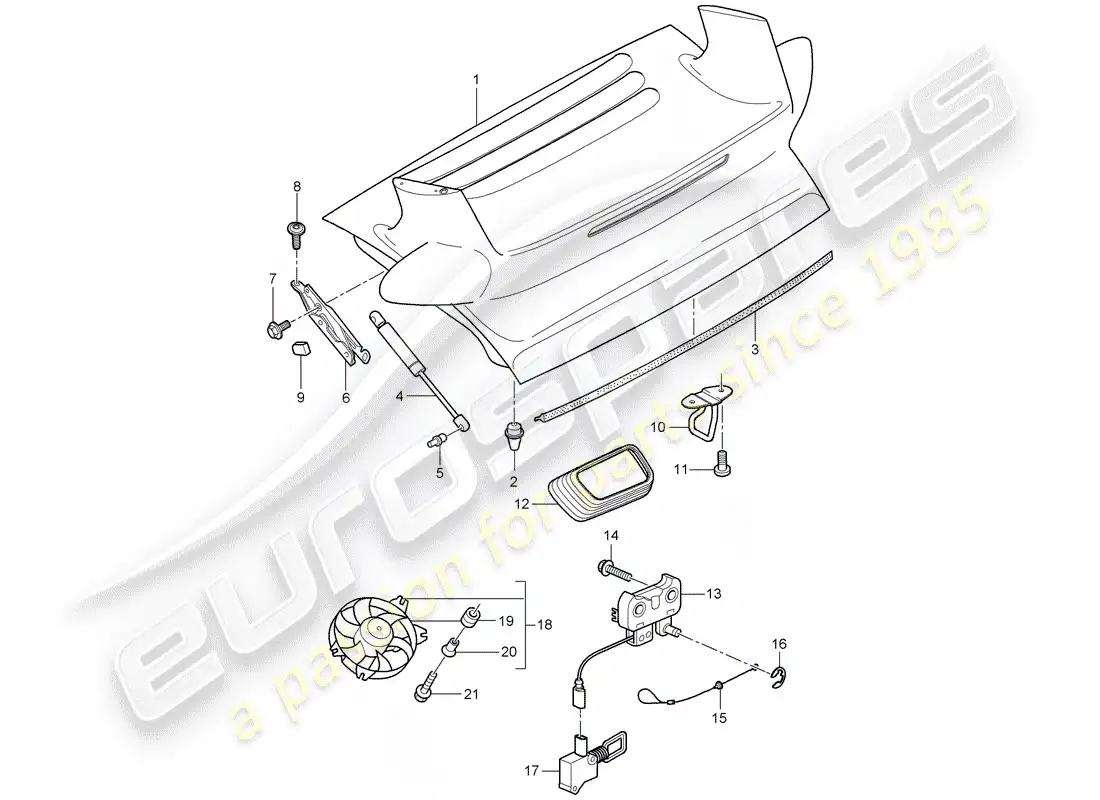 porsche 2009 997-2 turbo / gt2 cubrir diagrama de piezas