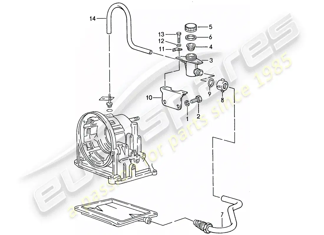 porsche 1990 (944) entrada de aceite - para - transmisión automática - d >> - mj 1989 diagrama de piezas