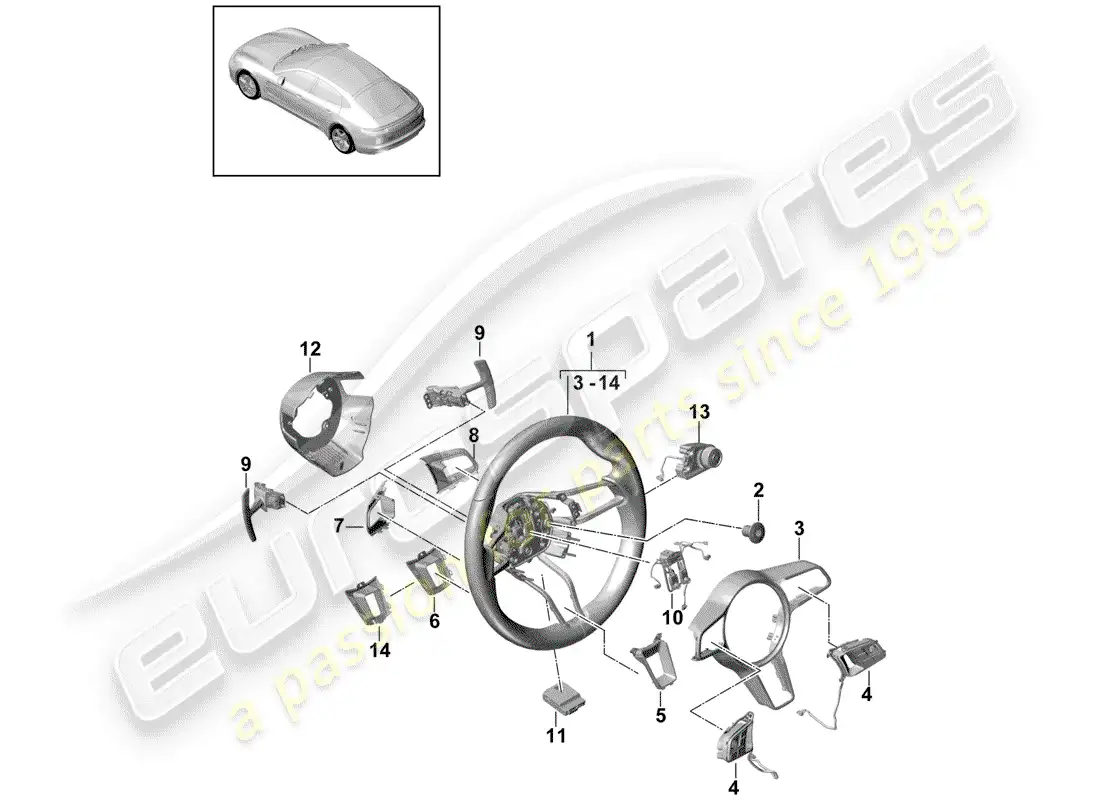 porsche 2017 (panamera 971-1) volante diagrama de piezas