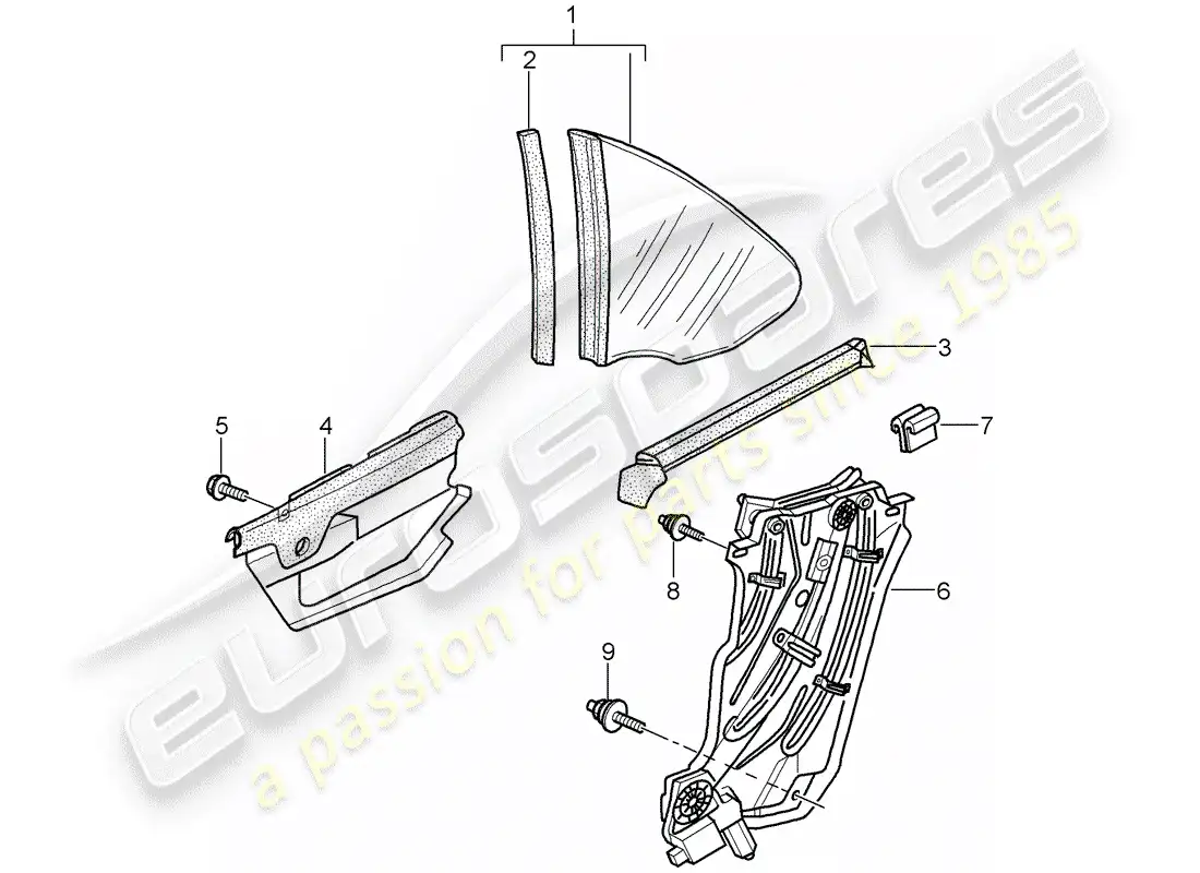 porsche 2012 (997-2) ventana lateral diagrama de piezas