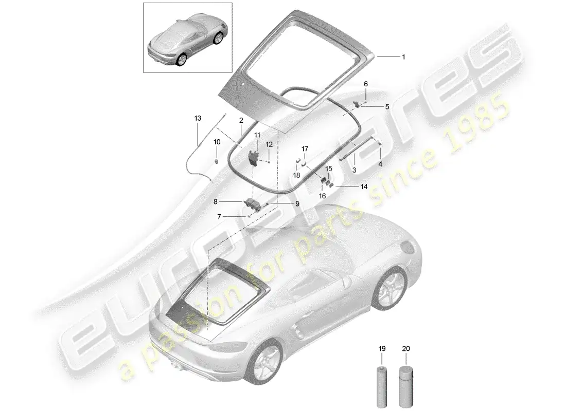 porsche 2018 (718 cayman) cubrir diagrama de piezas