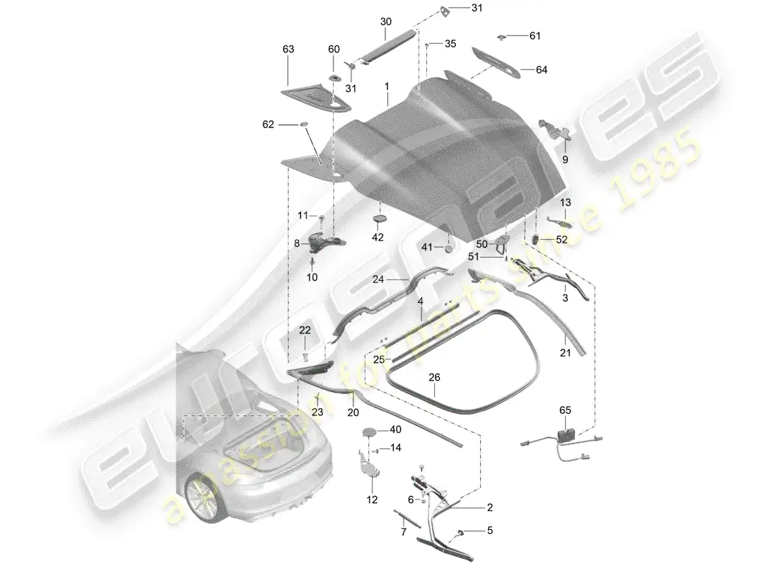 porsche 2016 (981 boxster spyder) cubrir diagrama de piezas