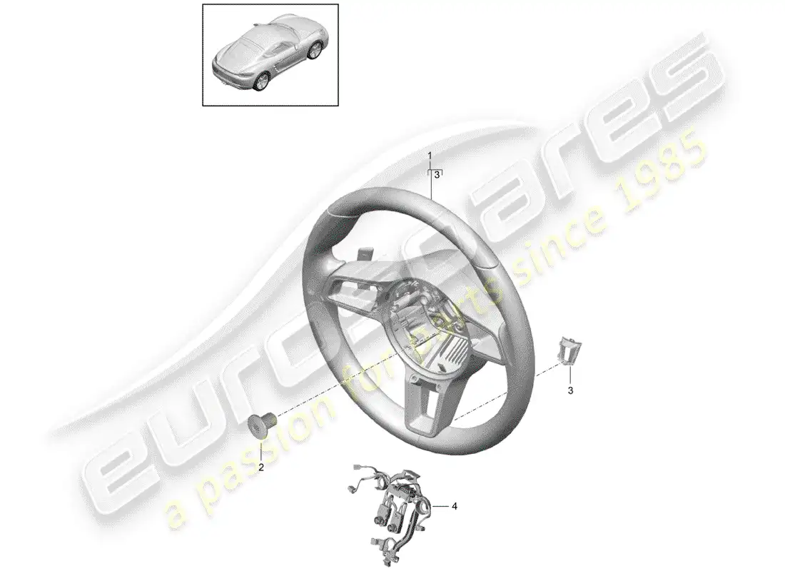 porsche 2019 (718 cayman) volante diagrama de piezas