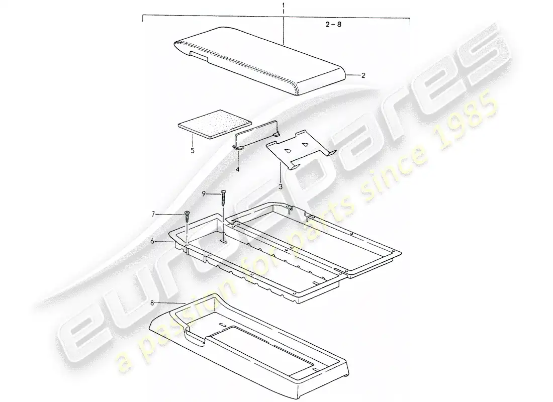 porsche 1993 (928) soporte de cassette diagrama de piezas