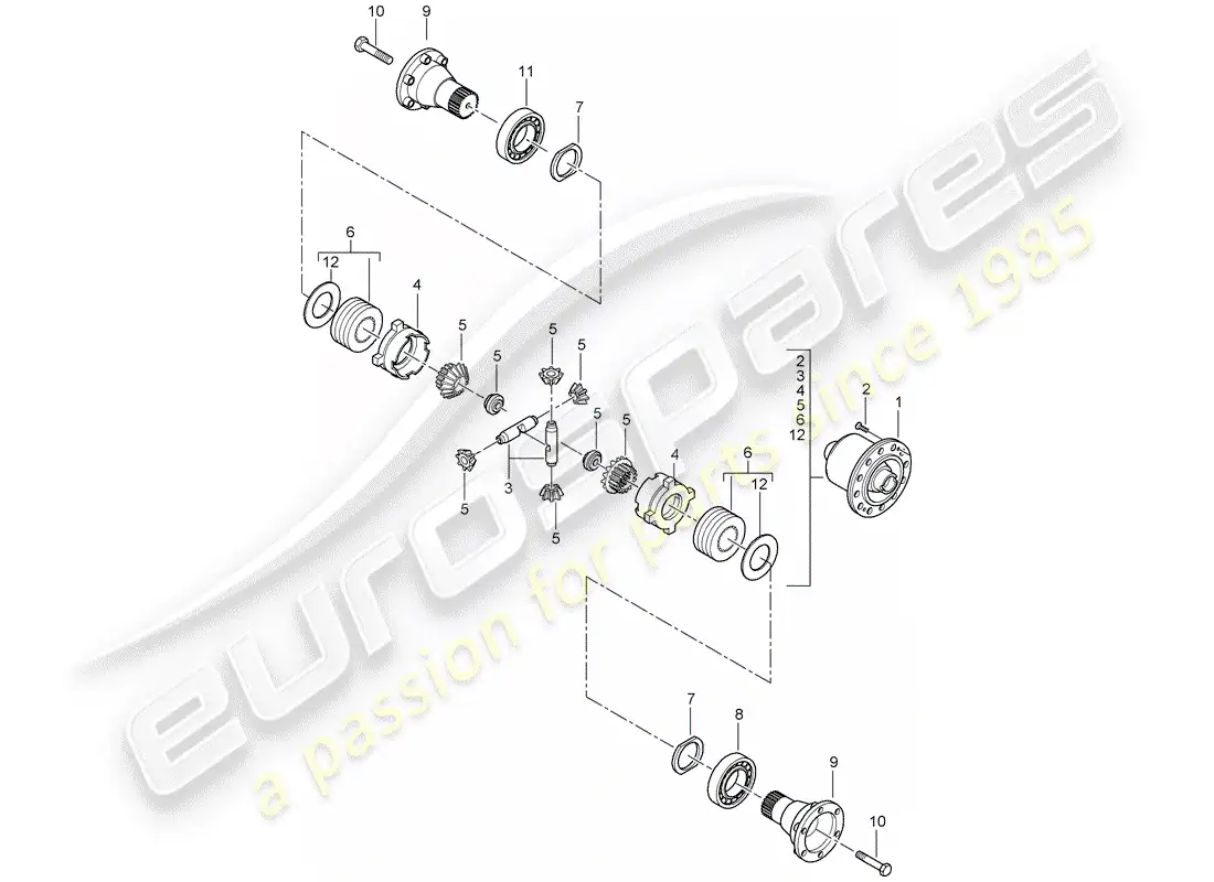 porsche 2003 (996 gt3) diferencial de deslizamiento limitado - completo - y kits de reparación diagrama de piezas