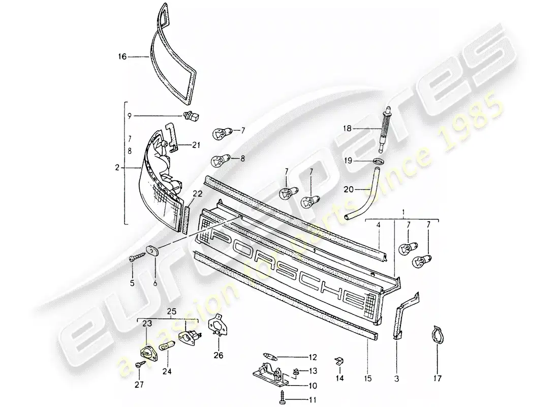 porsche 1992 (964) cobertura - luces combinadas diagrama de piezas