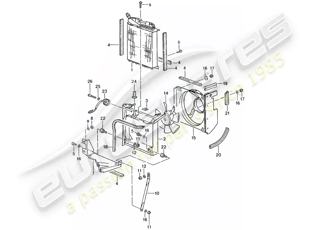 porsche 1998 (993) condensador - ventilador diagrama de piezas