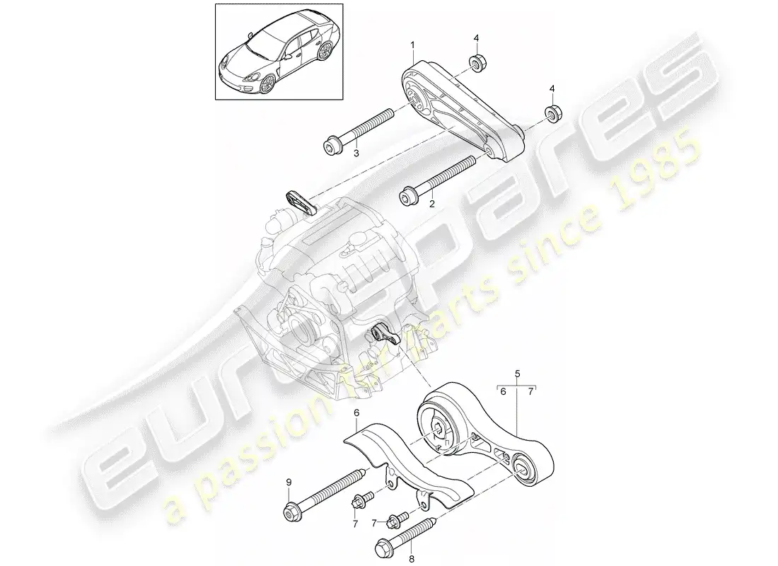 porsche 2016 (panamera 970) suspensión del motor diagrama de piezas