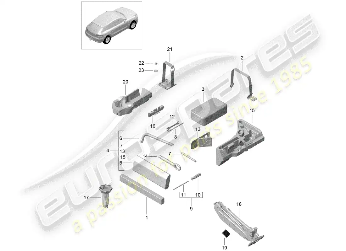 porsche 2017 (macan) herramienta diagrama de piezas