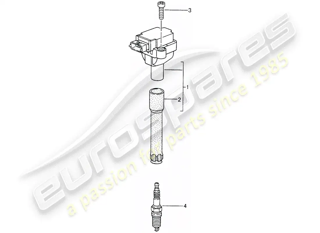 porsche 2000 (986 boxster) sistema de encendido diagrama de piezas