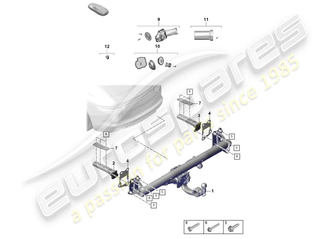 porsche 2025 (panamera 976) diagrama de piezas del enganche de remolque