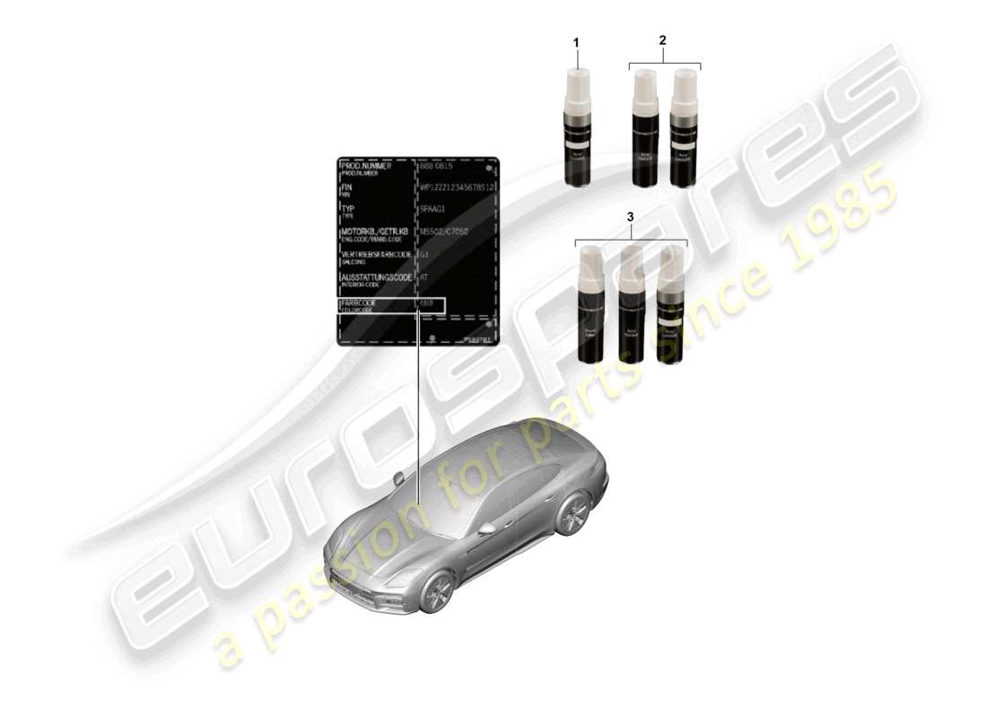 porsche 2025 (panamera 976) diagrama de piezas de pintura del aplicador de retoque de pintura
