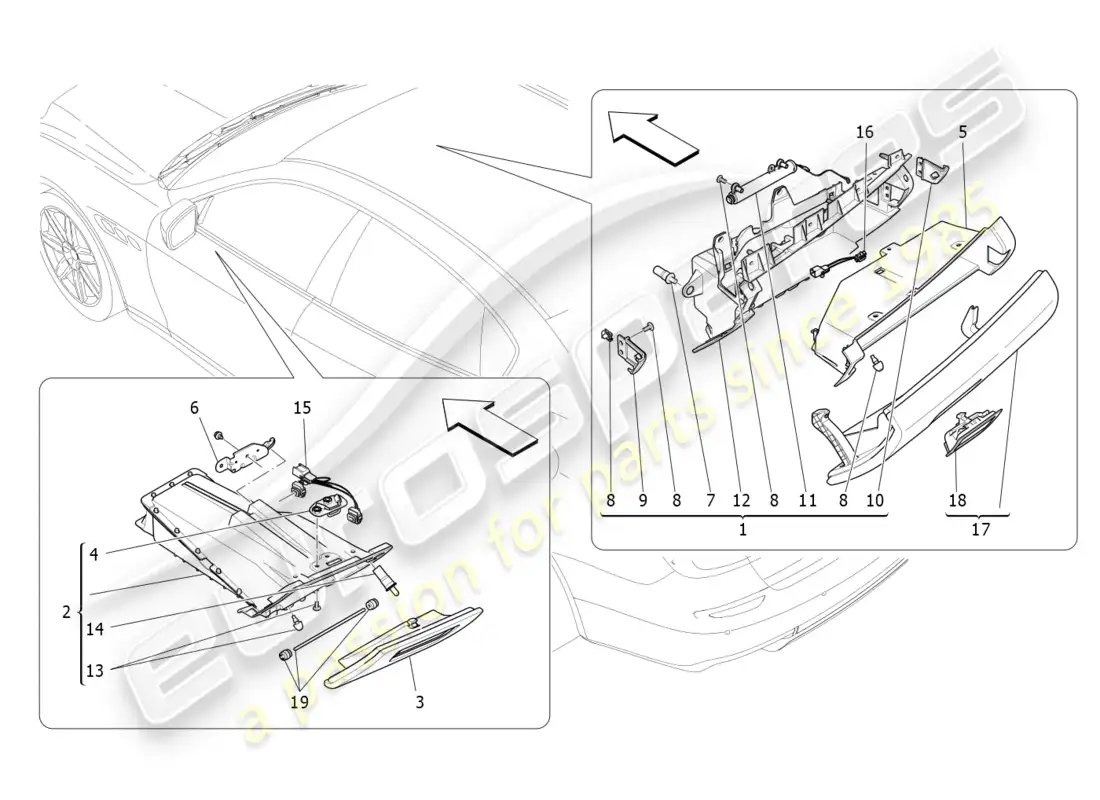 maserati qtp 3.0 tds v6 275hp (2015) diagrama de piezas de las guanteras