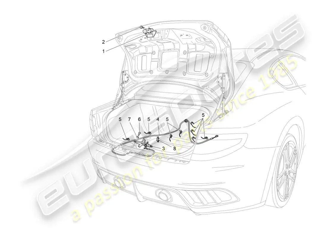maserati qtp 3.0 tds v6 275hp (2015) diagrama de piezas de control de apertura de la tapa trasera