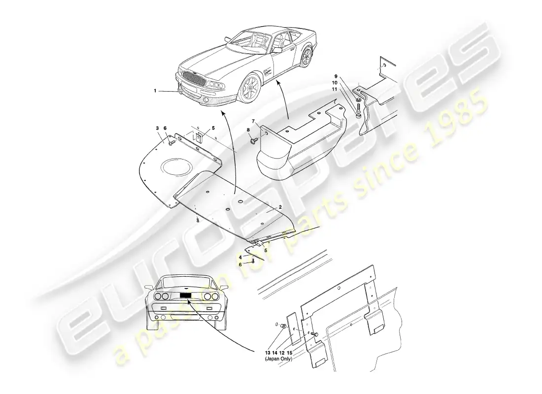 aston martin v8 coupe (2000) accesorios para el cuerpo diagrama de piezas