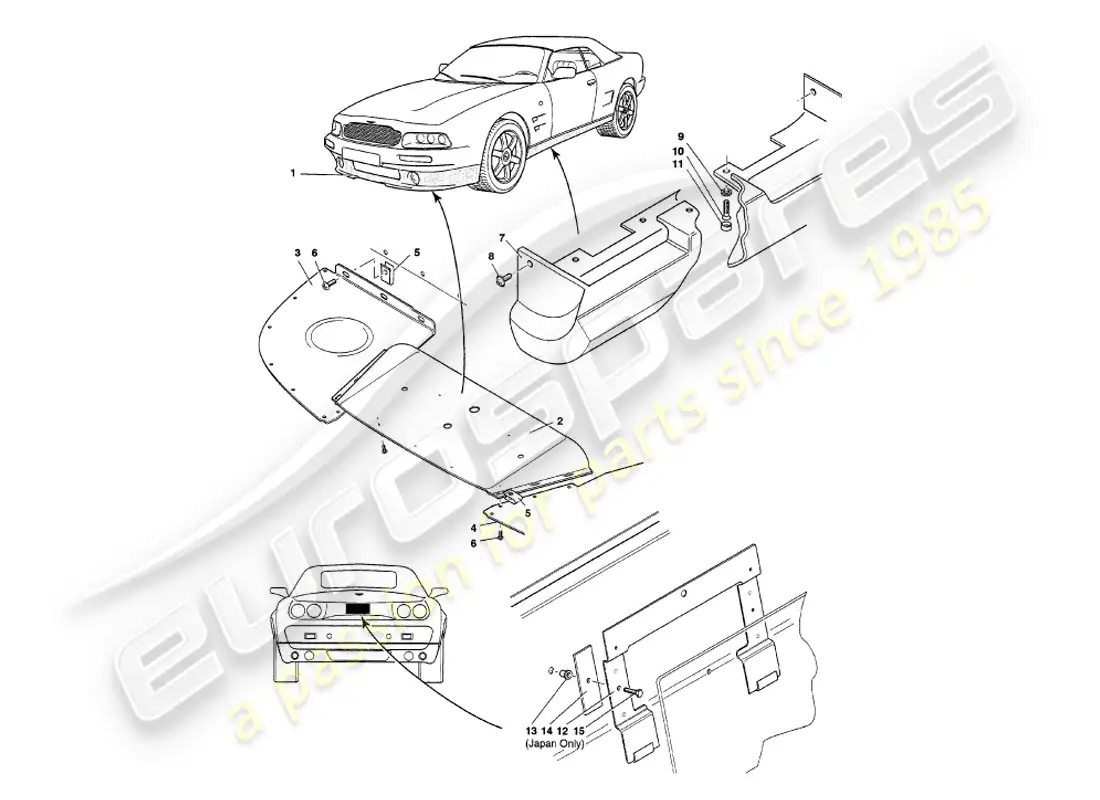 aston martin v8 volante (1998) accesorios para el cuerpo diagrama de piezas